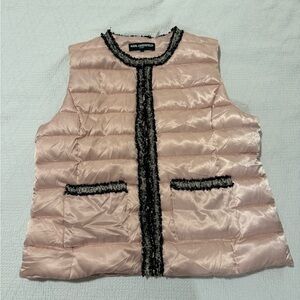 Karl Lagerfeld Pink Quilted Vest with Black Accents